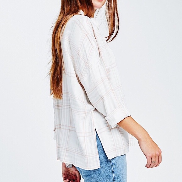 NWT GENTLE FAWN Cream & Blush Plaid LongSleeve Top - Picture 4 of 4